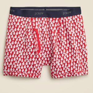 J. Crew BS496 4" Boxer Brief Red Printed with snowmen NWT